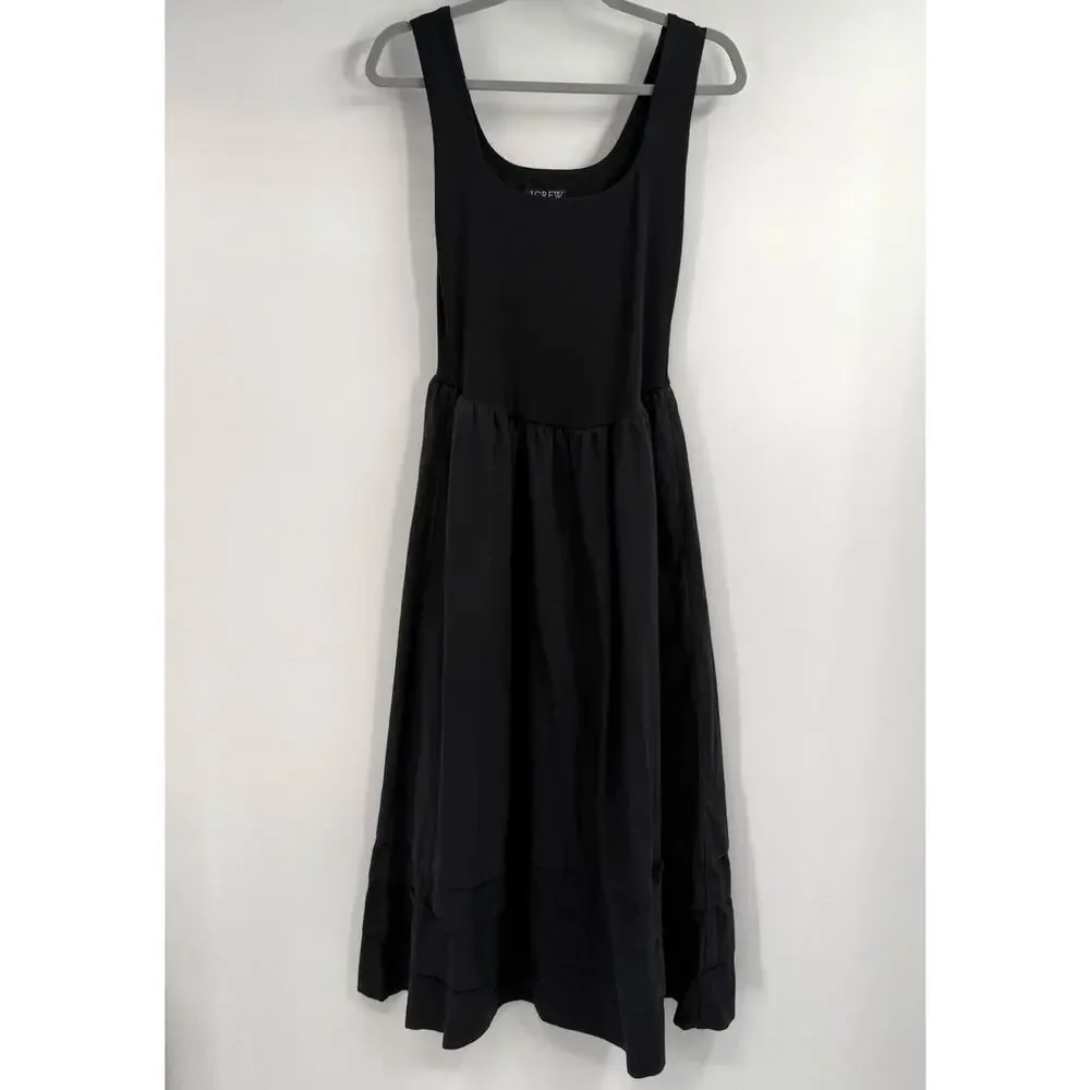 J.Crew Drop Waist Mixy Dress Womens XS Black Scoop Neck Preppy Minimalist CJ497